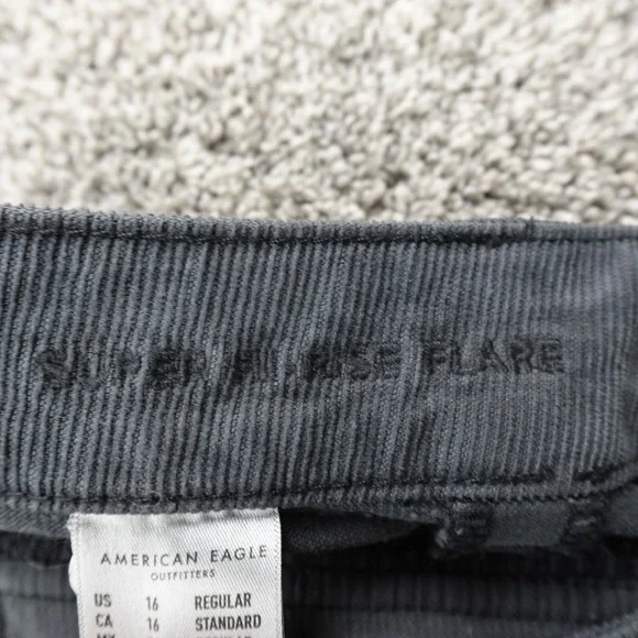 NEW American Eagle Jeans Womens 16 Blue Gray Corduroy Hi Rise Flare Flex Stretch - Picture 9 of 14